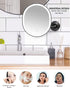 OVENTE 9'' Rechargeable Lighted Wall Mount Makeup Mirror, 1X Magnifying with 10X Mini Magnetic, Dimmable (Black)