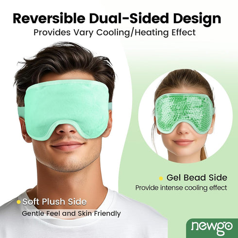 NEWGO Cooling Eye Mask Gel, Cold Eye Mask for Puffy Eyes, Eye Ice Pack for Stress Relief - Green