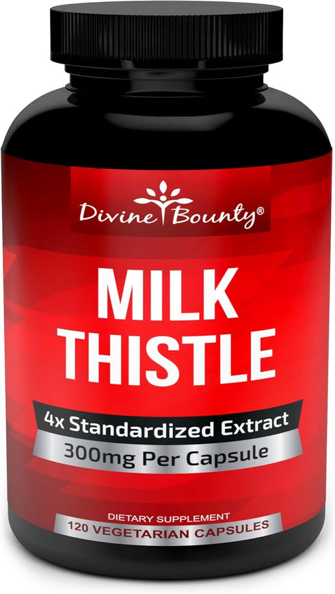 Divine Bounty Pure Milk Thistle Capsules, 1200mg, 120 Vegetarian Capsules