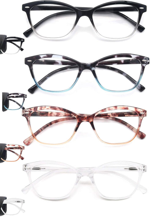 MODFANS Women Reading Glasses 2.75 - 4 Pair Stylish Ladies Readers with Comfort Spring Hinge & Pouch Included