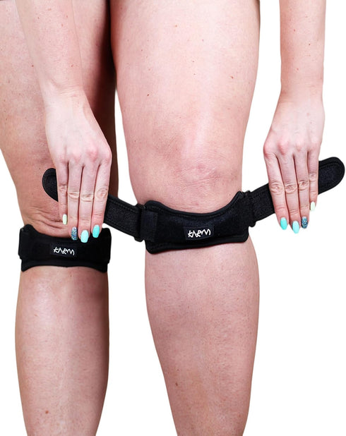 KARM Patella Tendon Knee Strap, 2 Pack, Regular Size, Black, Pain Relief Support Brace for Running and Hiking
