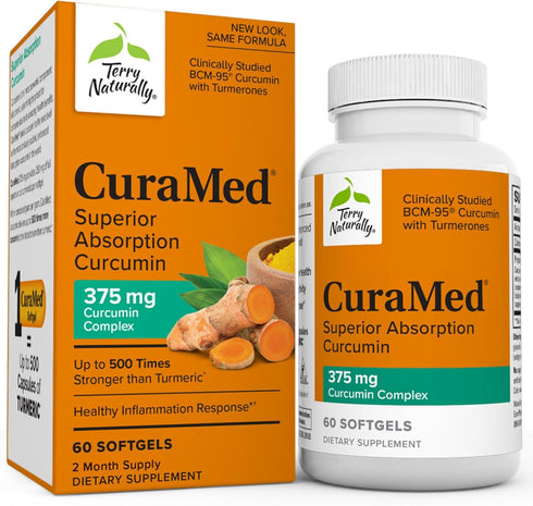 Terry Naturally CuraMed 375 mg Curcumin Complex, 60 Softgels, Superior Absorption BCM-95