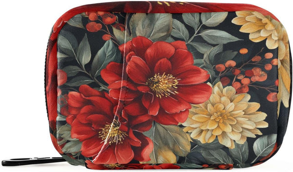 Ollabaky Pill Organizer Watercolor Floral Pattern Travel Pill Cases Bag Portable Pill Container