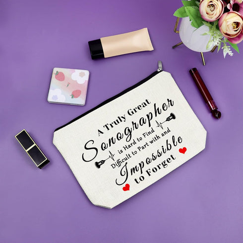 Sonographer Gifts Makeup Bag for Women, Appreciation Gift, Birthday Christmas Thanksgiving Travel Pouch