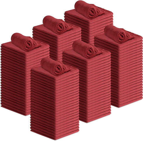 Linteum Textile 50 Pack Shop Towels - Red, 12"x14", 100% Cotton Bulk Rags for Cleaning