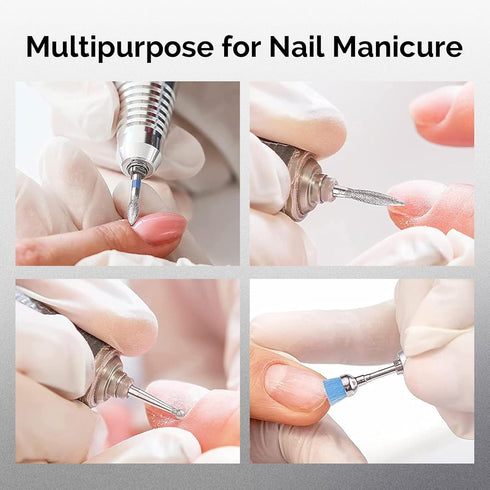 MelodySusie 10pcs Nail Drill Bits Set, 3/32 Inch Diamond Cuticle Bits for Nail Drill E-File, Manicure Tools