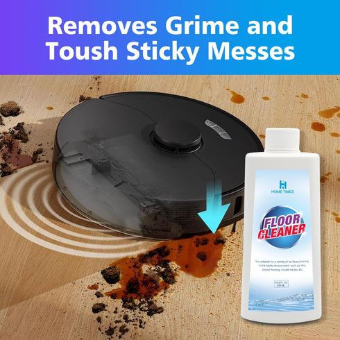 Home Times Multi-Surface Floor Cleaning Solution - 16.9 oz, Dilution Ratio 1:200, Compatible with Robot Vacuums