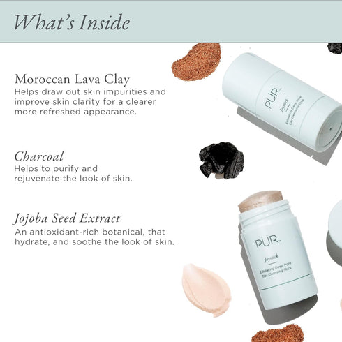 PÜR Minerals Face Clay Mask Stick, Exfoliating Deep Cleanser Joystick Clay Mask for Pores & Blackheads