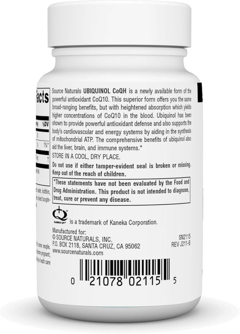 Source Naturals Ubiquinol CoQH 100mg, 30 Softgels