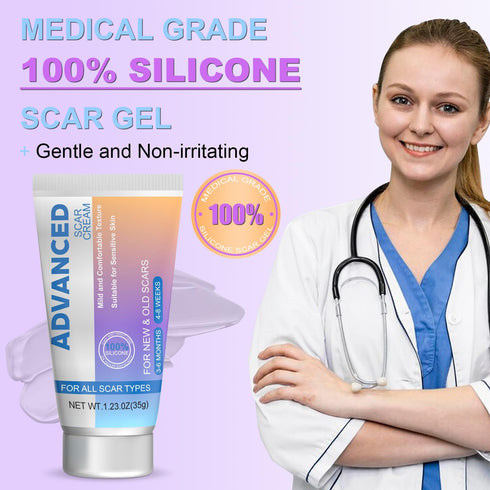 Voryn 1.23Oz (35g) Silicone Scar Cream Scar Gel - Advanced Scar Treatment Keloid Bump Removal for Surgical Scars
