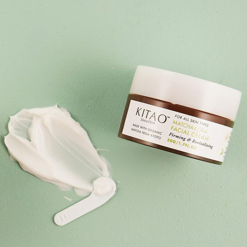 KITAO Matcha Facial Cream Moisturizer - Organic Day & Night Anti-Aging Skincare for Women & Girls, 1.7 fl oz