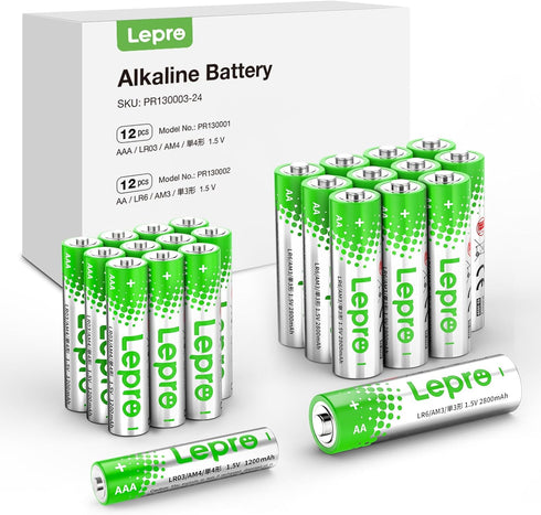 Lepro Batteries Variety Pack, AA and AAA Batteries Combo Pack 24 Count, 2800mAh