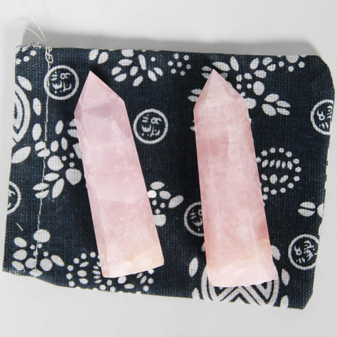 Orientrea Rose Quartz Crystal Wand - 2 Pcs 3.1''-3.5'' Rose Quartz Wands for Heart Chakra Healing