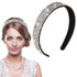 Sibba 1 PC Headband Rhinestone Wide Hair Band Headpiece Bridal Wedding Fancy Jeweled Bling Silver Beaded Sparkly Faux Diamond Crystal Sparkle Sequin Headwear Birthday Mother's Day Dressy Girl Women