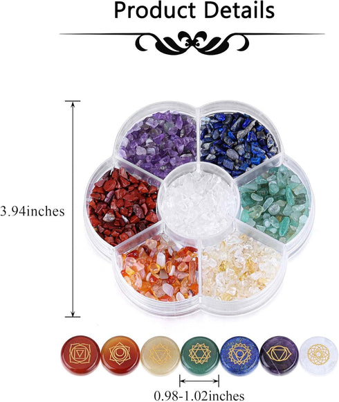 CrystalTears 7 Chakra Crystal Stones Natural Reiki Healing Crystals with Engraved Chakra Symbol