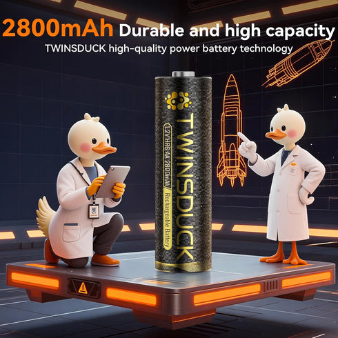 TWINSDUCK 8 Pack, 2800mAh AA Rechargeable Batteries Pre-Charged NiMH Batteries for Remotes, Clocks, Toys, flashlights
