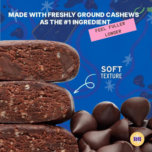 Raw Rev Vegan High-Protein Bars, Double Chocolate Brownie Batter, 10g Plant Protein, 12 Count, 1.6 Oz
