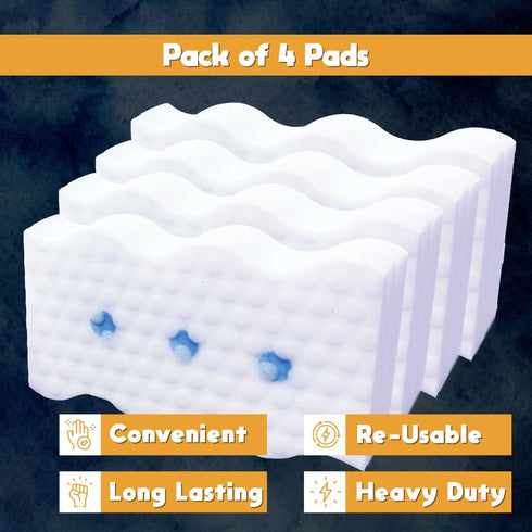 MaxSpark 4 Pack Magic Eraser Sponges Thick Melamine Cleaning Sponges for Walls, Kitchen, Bathroom & Floors White Magic