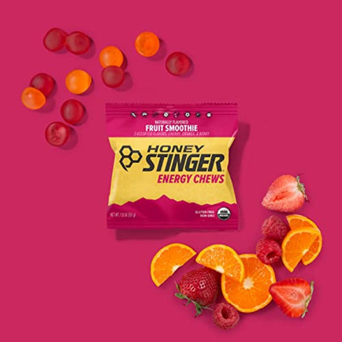 Honey Stinger Organic Fruit Smoothie Energy Chew, Gluten Free, Caffeine Free, 12 Pack, 21.6 Ounce