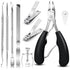 JTIEO 9 Pack Toenail Clippers, Ingrown Toenail Removal Kit, Heavy Duty Tools for Seniors, Black