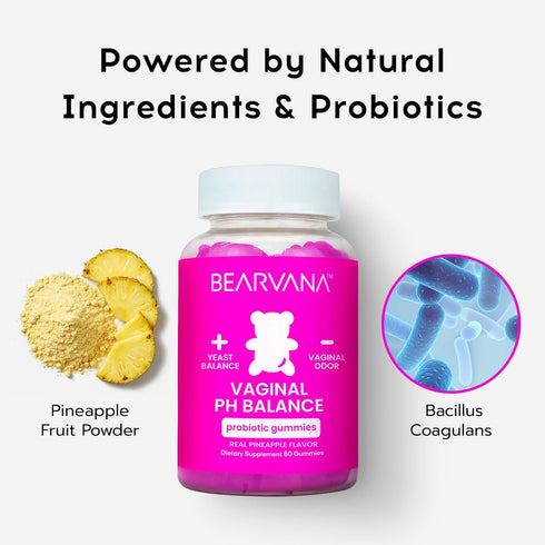Gummies 60 Gummies BEARVANA Vaginal pH Support & Probiotic for Women | Feminine Wellness & Intimate Care Supplement