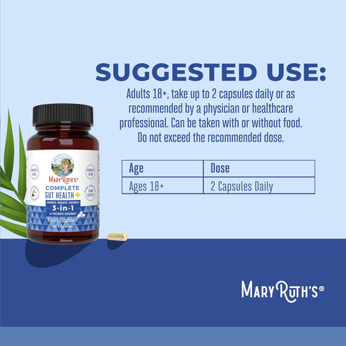 MaryRuth's 3-in-1 Probiotics for Complete Gut Health Supplement for Women & Men, 50 Billion CFU, 30 Count