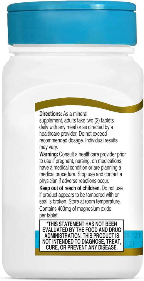 21st Century mgO 400 mg Tablets, 90 Count, Assorted