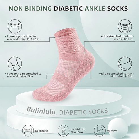 Women,6 9-12 13-15 Bulinlulu Diabetic Socks for Men Pairs Bamboo Viscose Non Binding Ankle Diabetic Socks for Women Men