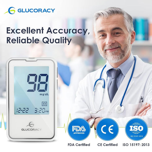 Blood Glucose Monitor Kit with 100 Blood Sugar Test Strips & Lancets, Glucometer, Lancing Device, Travel Case for Home