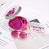 Honbay Fashion Marble Contact Lens Case, Portable Kit with Mirror, Round, Rose Red