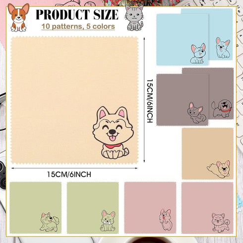 WILLBOND 20 6 6 Inches Pcs Microfiber Cleaning Cloth Cute Dog Design Microfiber Cloth Soft Multicolor Glasses Cleaner