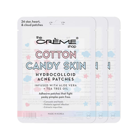 The Crème Shop Cotton Candy Skin Hydrocolloid Acne Patches, Pimple Treatment with Salicylic Acid, 72 Patches