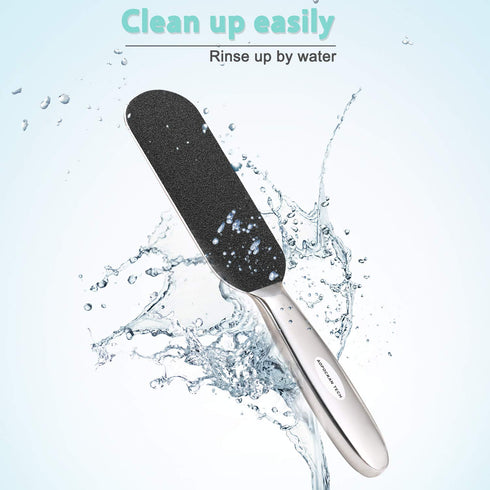 Professional Pedicure Foot File, Coarse/Fine Double Side Reusable Stainless Steel Cracked Skin Corns Callus Remover