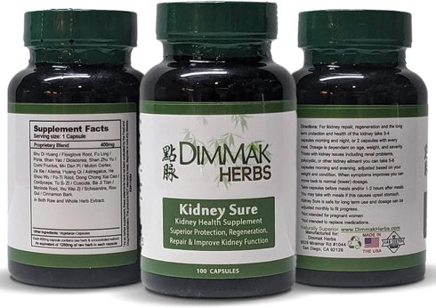 Dimmak Herbs Certified Organic Kidney Sure Health Supplement, Chinese Herb Kidney Blend Detoxifier + Regenerator – 100