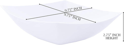 PLASTICPRO Disposable 64 ounce Square Serving Bowls, Party Snack or Salad Bowl, Large Plastic Elegant White Pack of 4 by PLASTICPRO