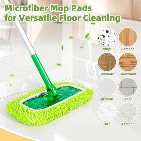 Reusable Microfiber Pads Compatible with Sweeper Mop, Washable Wet Pads Refill & Highly Absorbent Dry Sweeping Cloths