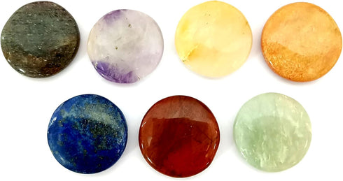 7 Chakra Stones Round Set - Natural Healing Crystals for Reiki, Meditation & Energy Balance, Spiritual Wellness
