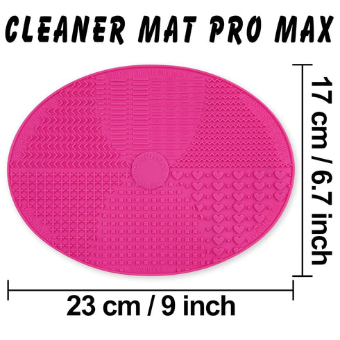 Makeup Brush Cleaner Mat, Silicone Brush Cleaning Mat Big Size with Suction Cup for Makeup Brush Cleaning (Hot Pink)