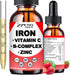 Liquid Iron Supplement w/Vitamin C, A, B-Complex, Vegan Iron Drops High Potency Liquid Vitamin & Iron Supplements