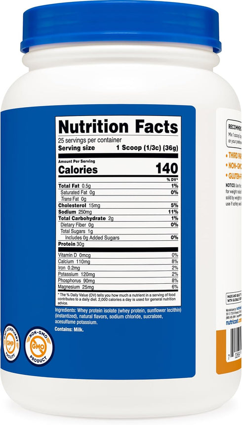 Nutricost Whey Protein Isolate (Salted Caramel) 2LBS for Muscle Recovery
