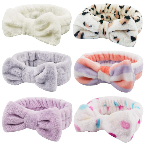 6 Pcs Spa Headband, Soft Coral Fleece Makeup Headband, Face Wash Headband for Shower Skin Care Yoga