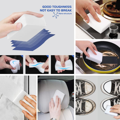 10Pack Melamine Sponges for Multi-Purpose Cleaning, Durable Magic Sponge Erasers for Sinks, Kitchen, Bathrooms