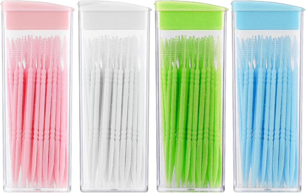 200Pcs Double Head Dental Toothpicks, 50pcs/Box - Plastic Toothpick for Interdental Cleaning