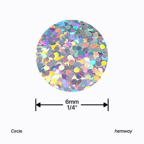 Hemway Ultra Sparkle Glitter - 1/8" Silver Holographic Circle Sequins for Crafts and Decoration - 50g