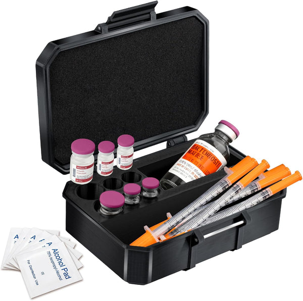 VEEVIIY 3/10/30 ml Peptide Case for Fridge, Room for Syringes and Skin Prep