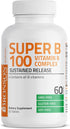 Bronson Vitamin B 100 Complex, High Potency Sustained Release, 60 Tablets (Vitamin B1, B2, B3, B6, B9, B12)