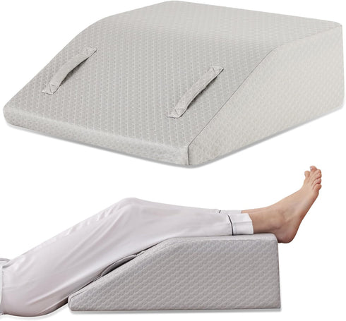 Leg Elevation Pillows for Sleeping, Memory Foam Wedge Pillow for Legs, Non-Slip Base, Removable Cover for Back Pain (10
