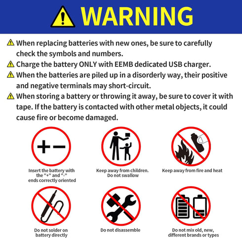 EEMB D Batteries 1.5V Rechargeable Lithium D Cell Batteries, 5550mWh with USB Type C Charging Cable - 2 Pack