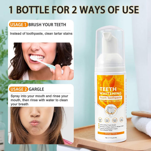 Teeth Whitening Toothpaste with Fluoride, 2 Pack Mousse Foam for U-Shape Electric Toothbrush