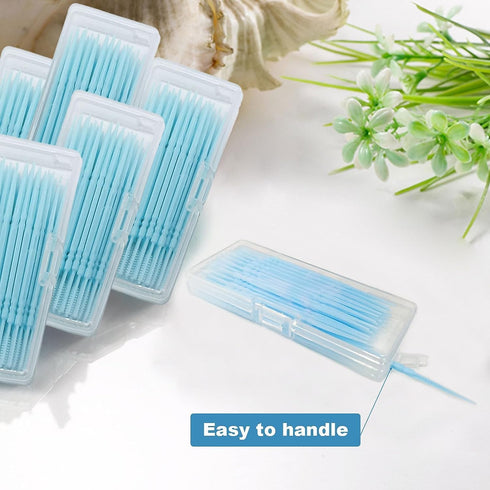 Toothpicks with Bristles, Double-Side Dental Picks, Disposable Plastic Toothpicks, Portable Package (40 Count x 2 Pack)